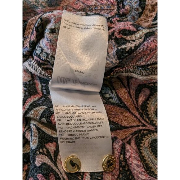 Ulla Popken Popover Tunic Top Blouse Womens Size 16 18 Multi Paisley Tie Front - Picture 9 of 9